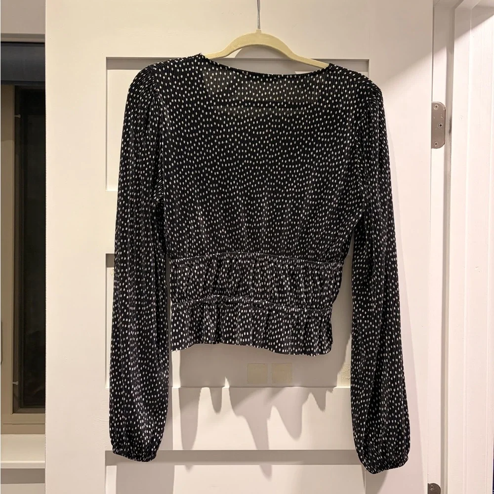 Zara Pleated Polka Dot Blouse - Picture 6 of 6